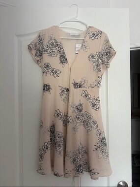 Lush Blush Floral V-Neck Midi Dress